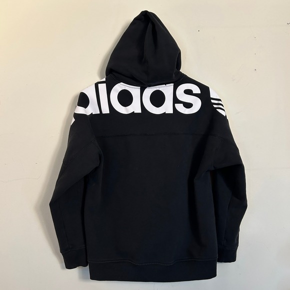 Adidas Originals Hoodie Black Oversized Logo Size M - Picture 2 of 11
